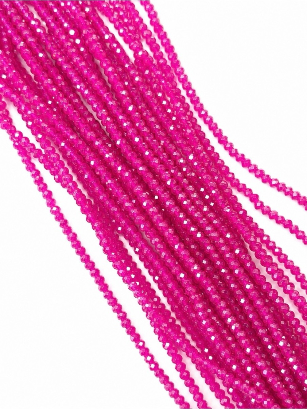 Bulk 10 strands Magenta AB faceted glass rondelle bead strand